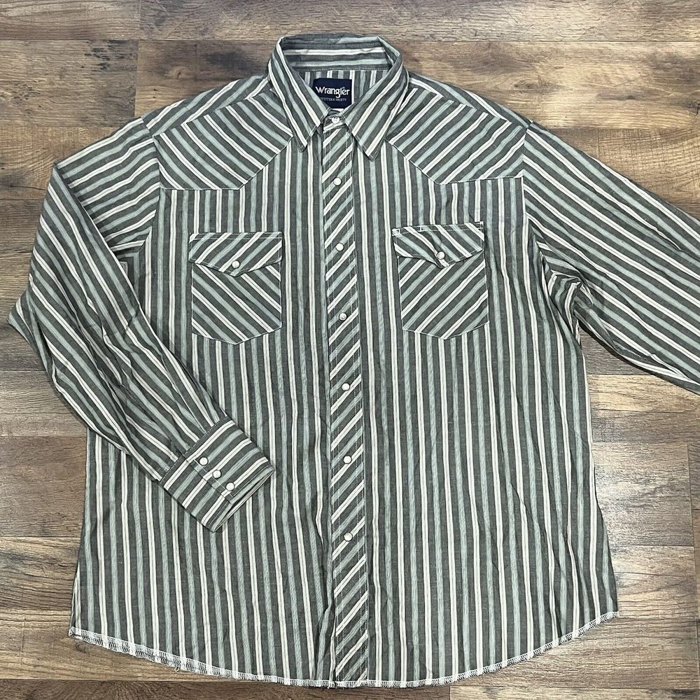 Vintage Wrangler Western Shirt‎ - Mens XL - Striped - Pearl Snap